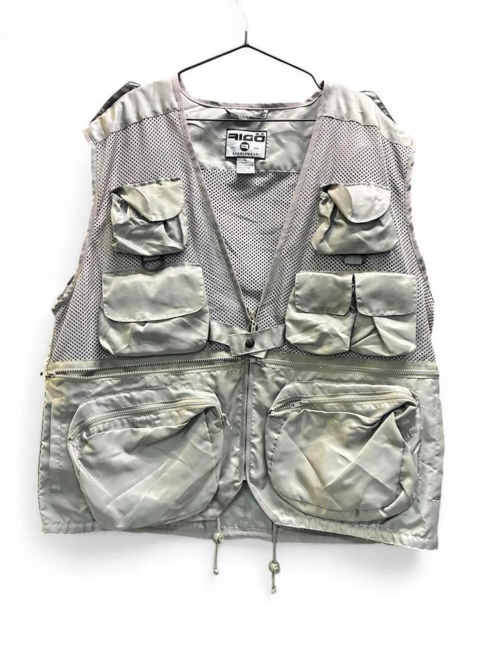 Men's Grey and White Gilet